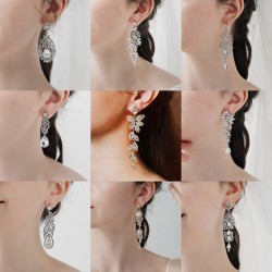 European and American retro alloy rhinestone earrings advanced sensor earrings female daily jewelry earrings light luxury atmospheric bride earrings