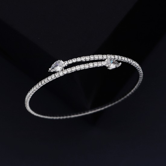 Daily wild jewelry Korean version of simple personality jewelry opening elastic bracelet high -end vermiculite inlaid handle