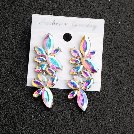 Cross -border European and American daily exaggerated earrings color high -grade butterfly long earrings alloy diamonds inlaid accessories accessories earrings