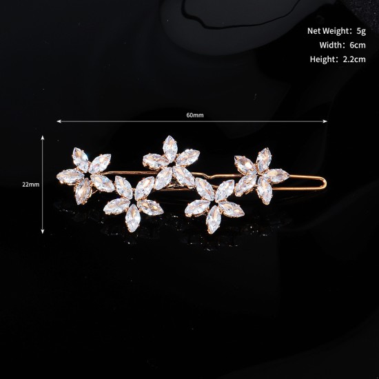 Korean hair accessories girl side clip metal bangs clip back head Elegant temperament rhinestone hair card vermiculite