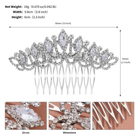 European and American new crystal vermiculite hair combing daily versatile headwear fashion high -level sense of horse eye vermiculite shatter combing comb