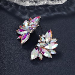 European and American cross -border bride earrings AB drill earrings birthday dance party jewelry high -end colorful butterfly long earrings