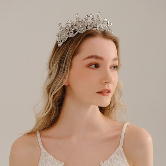 Bride's hair jewelry Wedding dress headwear simple ins luxury style versatile diamond crystal crown noble crown