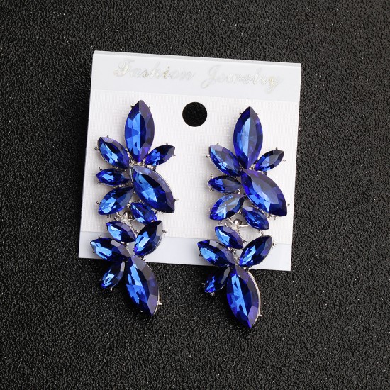 Cross -border European and American daily exaggerated earrings color high -grade butterfly long earrings alloy diamonds inlaid accessories accessories earrings