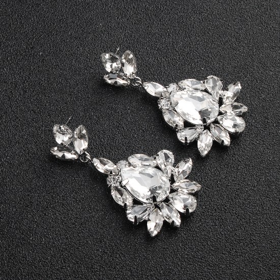 European and American new temperament earrings luxurious shining rhinetic earrings Wedding bride's earrings wedding jewelry direct sales