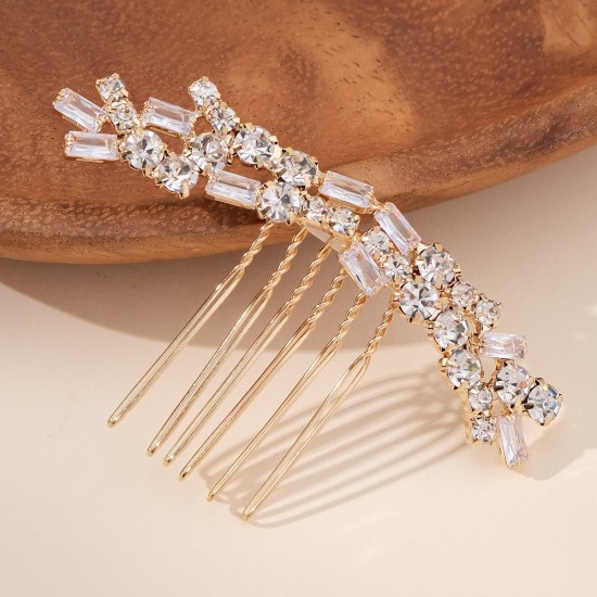 Cross -border new bride's headdress, vermiculite hair comb, high -end jewelry, daily hair rhinestone, stones inserted female