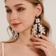 European and American jewelry high -level sensor handmade earrings Fashion bride wedding earrings beautiful super immortal silver color flower ear pendant girl