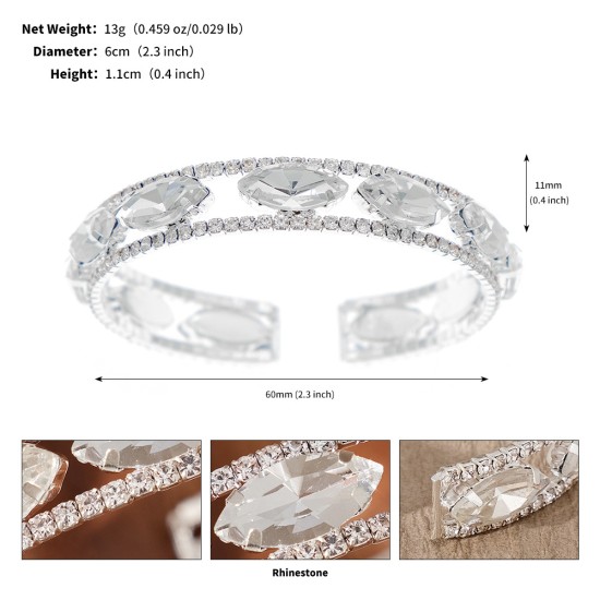 European and American wedding jewelry bride bracelets Back design sensor inlaid accessories fashion light luxury rhinestone bracelet