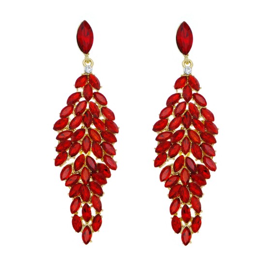 European and American bride wedding dress earrings retro geometric design sense versatile ear pendant light luxury red rhinestone earrings