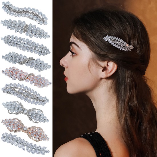 Japan and South Korea INS style simple hair accessories light luxury drill all -match hair clip bride dresses vinegar vermiculite spring clip