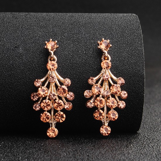 Quick selling luxury bride jewelry retro earrings horse -eyed rhinestone and alloy earrings color flowers crystal earrings female