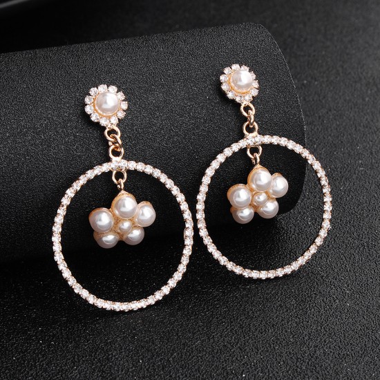 Miallo Creative model Europe and the United States exaggerate personalized round earrings star inlaid earpiece earrier high -level sensory pearl ear decoration