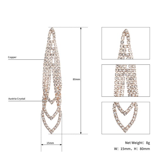 European and American daily women's earrings accessories, drilling drilling, Su earrings claw chain ear needle, cross -border supply, multi -match bride jewelry