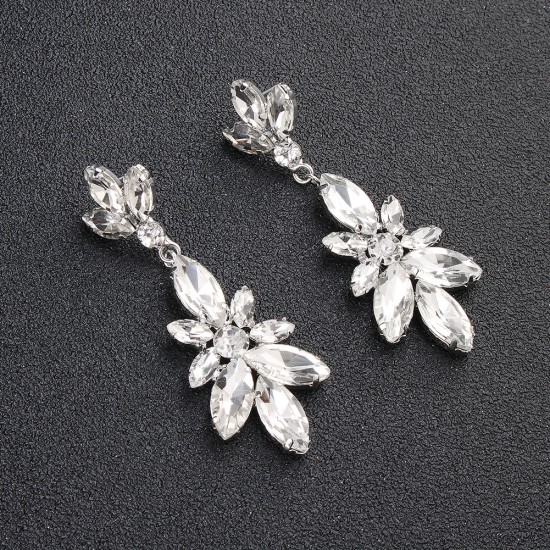 European high -end new earrings luxury shining rhinestone earrings Crystal flower ear ring wedding jewelry manufacturers wholesale