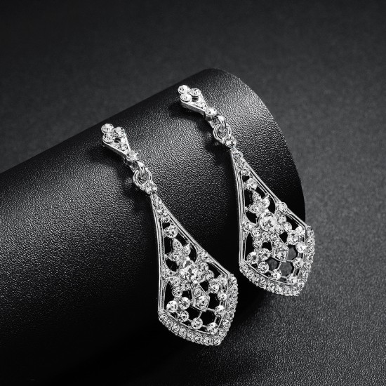 European and American new rhinestone earrings earrings Bridal wedding jewelry manufacturers wholesale Amazon alloy earrings earrings female