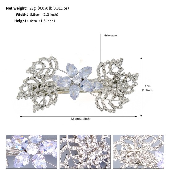 Bride hair clip female fashion copper inlaid vermiculite hair ornament Korean exquisite versatile card light luxury rhinestone flowers side clip