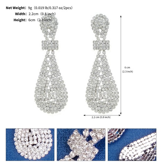 European and American foreign trade new rhinestone claws chain ear pendant party party bride earrings light luxury niche exaggerated flowing earrings