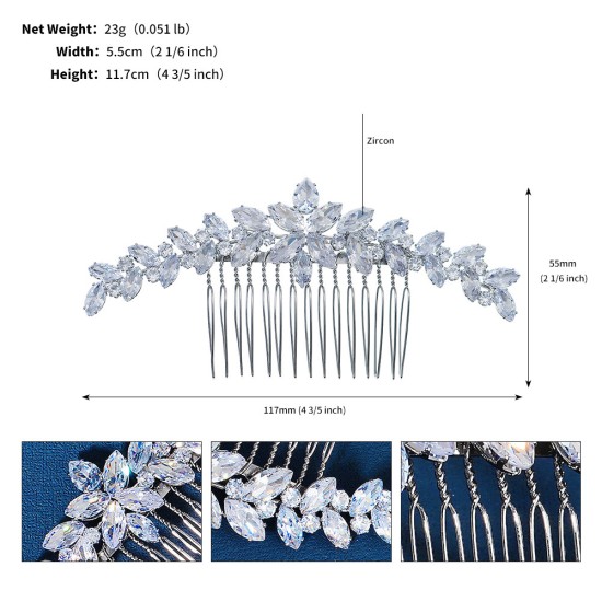 Bride hair jewelry Wedding dress headwear simple ins High -level sense, full -match light luxury combing crystal combing combing