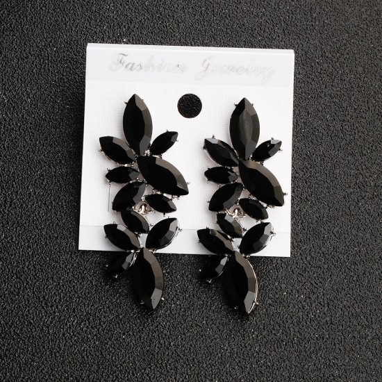 Cross -border European and American daily exaggerated earrings color high -grade butterfly long earrings alloy diamonds inlaid accessories accessories earrings