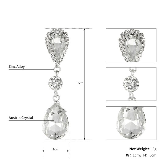 Amazon earrings in European and American long water drop earrings women fashion geometric diamond crystal earrings cross -border bride jewelry