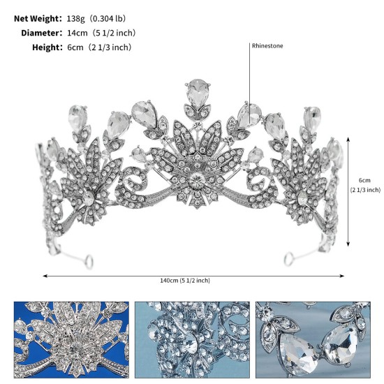 Bride's hair jewelry Wedding dress headwear simple ins luxury style versatile diamond crystal crown noble crown