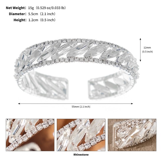 European and American wedding jewelry bride bracelets Back design sensor inlaid accessories fashion light luxury rhinestone bracelet