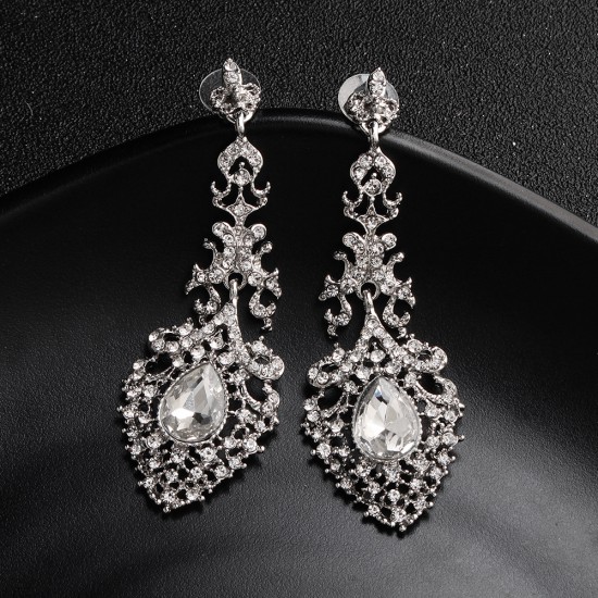 European and American retro alloy rhinestone earrings advanced sensor earrings female daily jewelry earrings light luxury atmospheric bride earrings