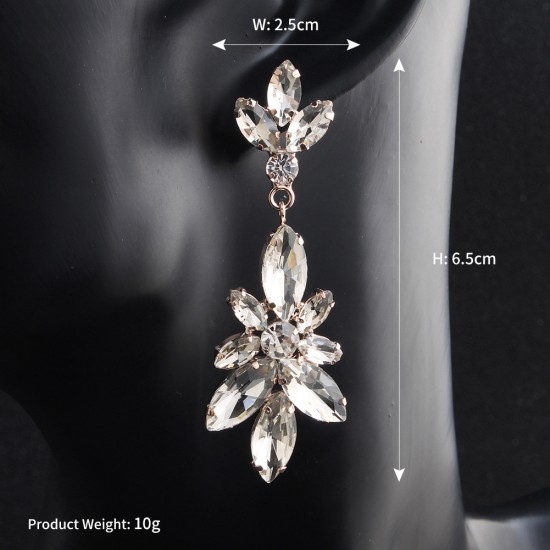 European high -end new earrings luxury shining rhinestone earrings Crystal flower ear ring wedding jewelry manufacturers wholesale