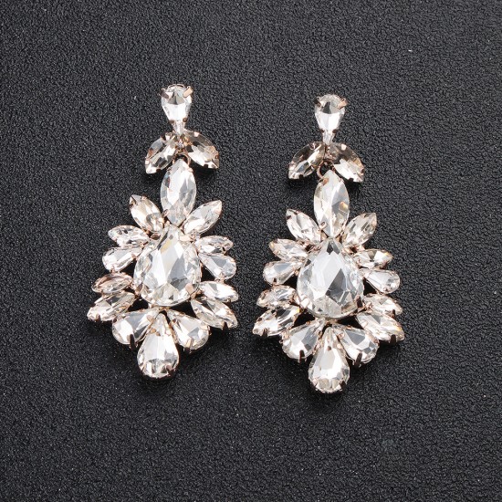 European and American retro alloy rhinestone earrings advanced sensor earrings female daily jewelry earrings light luxury atmospheric bride earrings