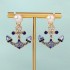 Cross -border new fashion earrings Marine wind blue rhinestone bride earrings Personal versatile versatile anchor -shaped earrings female