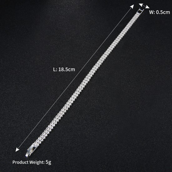 European and American new rhinestone pearl bracelet women high -level feel hand -made elastic bracelet Fashion versatile wide version open bracelet