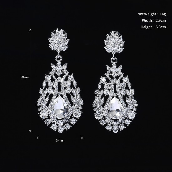 Explosive alloy rhinestone earrings European and American light luxury round earrings banquet party photography photo bride earrings