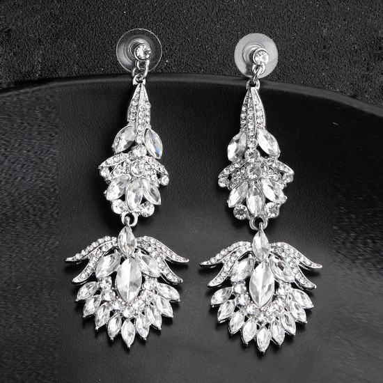 European and American retro alloy rhinestone earrings advanced sensor earrings female daily jewelry earrings light luxury atmospheric bride earrings