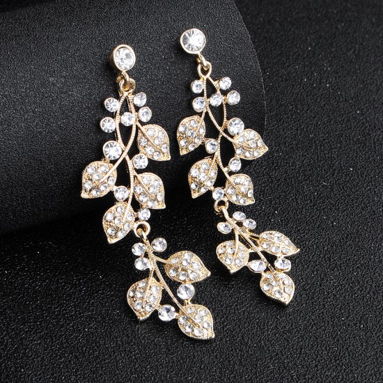 Cross -border European and American new earrings bride's earrings minimalist alloy leaf ear pendant party dresses Personal earrings