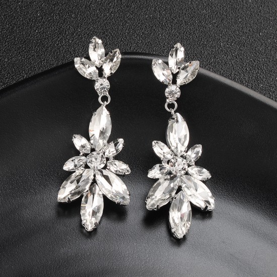 European and American retro alloy rhinestone earrings advanced sensor earrings female daily jewelry earrings light luxury atmospheric bride earrings