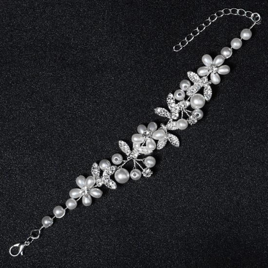 European and American Amazon daily versatile jewelry new handmade diamond pearl bracelet bride bridesmaid wedding handy