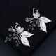 Korean beautiful super fairy ear decoration wild leaves crystal earrings bride wedding clothing clothing clothing handmade metal earrings