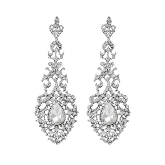 Speed ​​Store Explosion Earrings European and American Retro Long Earrings Luxury Alloy Full of Drills Drop Gem Bridal Bridal Earrings