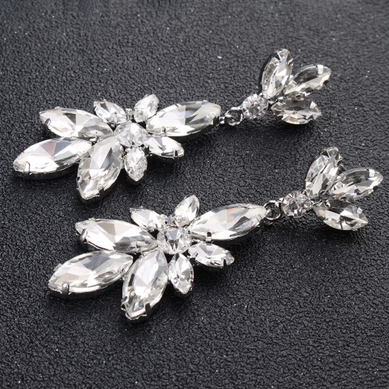 European high -end new earrings luxury shining rhinestone earrings Crystal flower ear ring wedding jewelry manufacturers wholesale