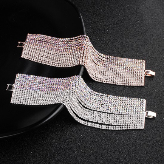 European and American popular personalized rhinestones, eighteen row color diamonds trendy, streamlined bracelet claw chain hand decoration production wholesale