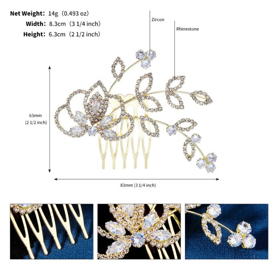 European and American design feel is full of drilling flowers, love love insert comb, retro bride, alloy lithium paddy combed