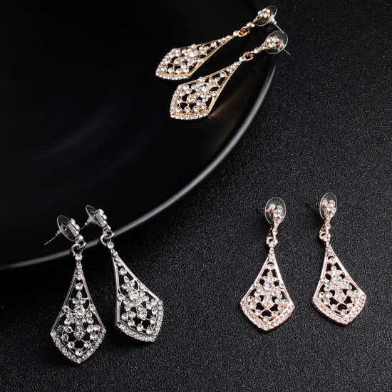 European and American new rhinestone earrings earrings Bridal wedding jewelry manufacturers wholesale Amazon alloy earrings earrings female