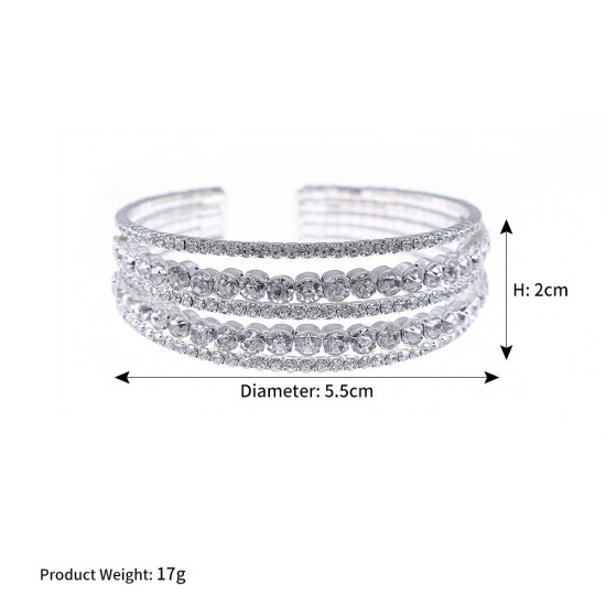 European and American wedding jewelry bride bracelets Back design sensor inlaid accessories fashion light luxury rhinestone bracelet