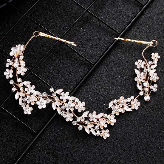 European and American bride headdress wholesale simplicity thin picture flower hoop rhinestone diamond hair decoration photography photo plate hair alloy hair band