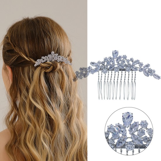 Cross -border bride hair accessories high -level sense wild insert combed wedding dress head jewelry niche design sensor velvet flower hair comb