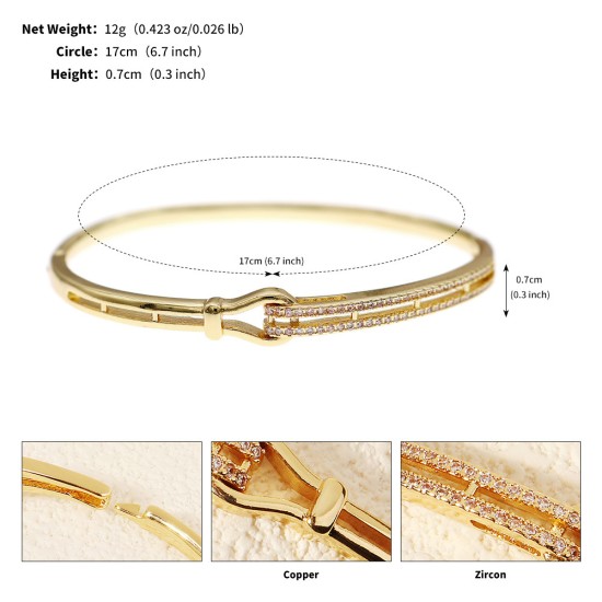 European and American niche hand accessories high -level light luxury vermiculite bracelet wedding dinner party jewelry inlaid diamond nail opening bracelet