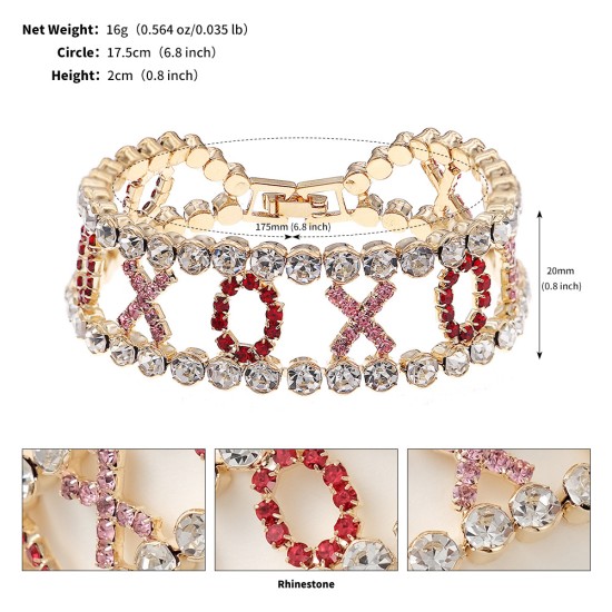 Cross -border new Valentine's Day bracelet light luxury jewelry INS style niche birthday gift rhinestone love bracelet