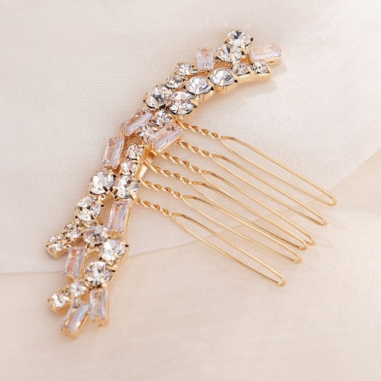 Cross -border new bride's headdress, vermiculite hair comb, high -end jewelry, daily hair rhinestone, stones inserted female