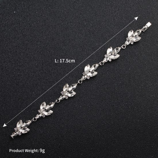 European and American new rhinestone pearl bracelet women high -level feel hand -made elastic bracelet Fashion versatile wide version open bracelet