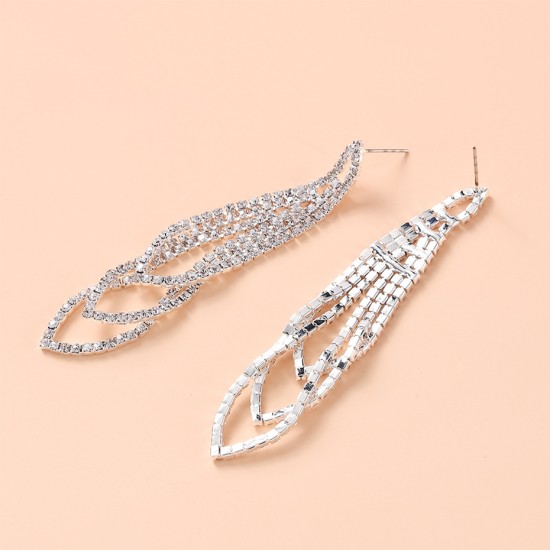 European and American daily women's earrings accessories, drilling drilling, Su earrings claw chain ear needle, cross -border supply, multi -match bride jewelry